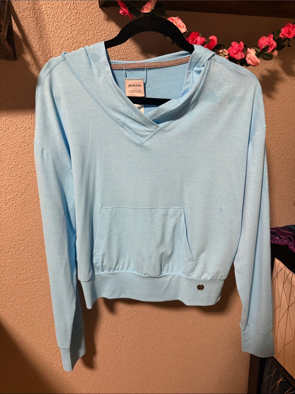 Prana Sky Blue Lightweight Hooded Pullover
